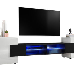 Stojąca szafka RTV z szklanymi półkami