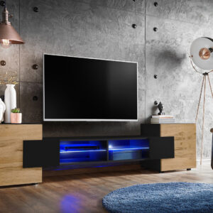 Stojąca szafka RTV z szklanymi półkami