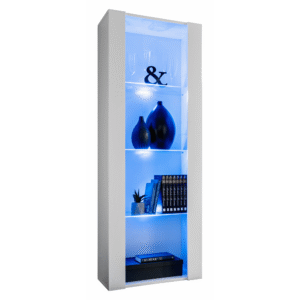 Witryna Stojąca Szafka LED Półki Biały Połysk- OPEN VERTICAL 159